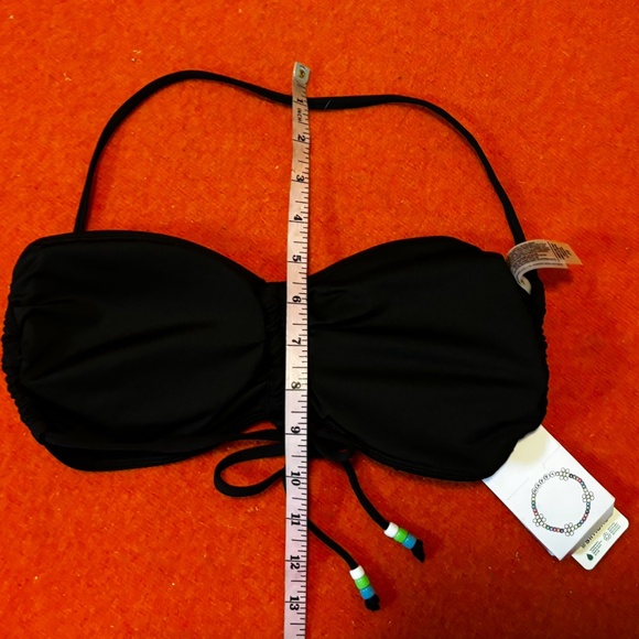 Black bead and drawstring bandeau bikini top NWT - Picture 12 of 12